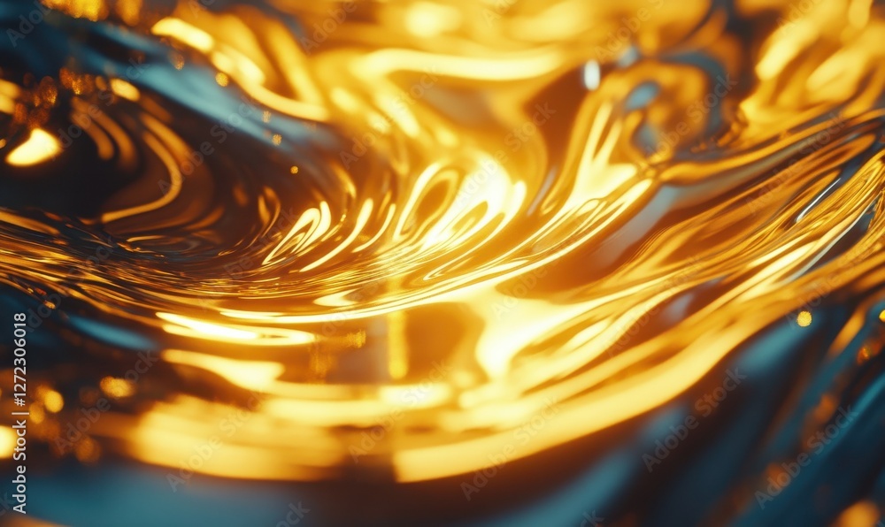 Aufkleber abstract swirling metallic liquid forming dynamic shapes, soft glowing reflections adding depth, fut