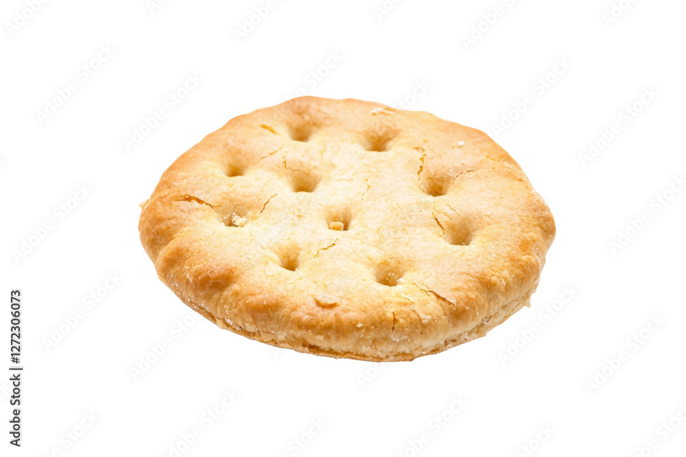 Poster plain, white, round cracker with a hole in the middle, isolated