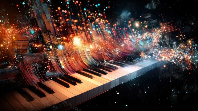 Symphony of Lights: A Piano's Energetic Rhapsody