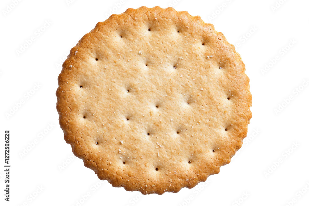 Poster close up of a cracker with a few holes in it, isolated