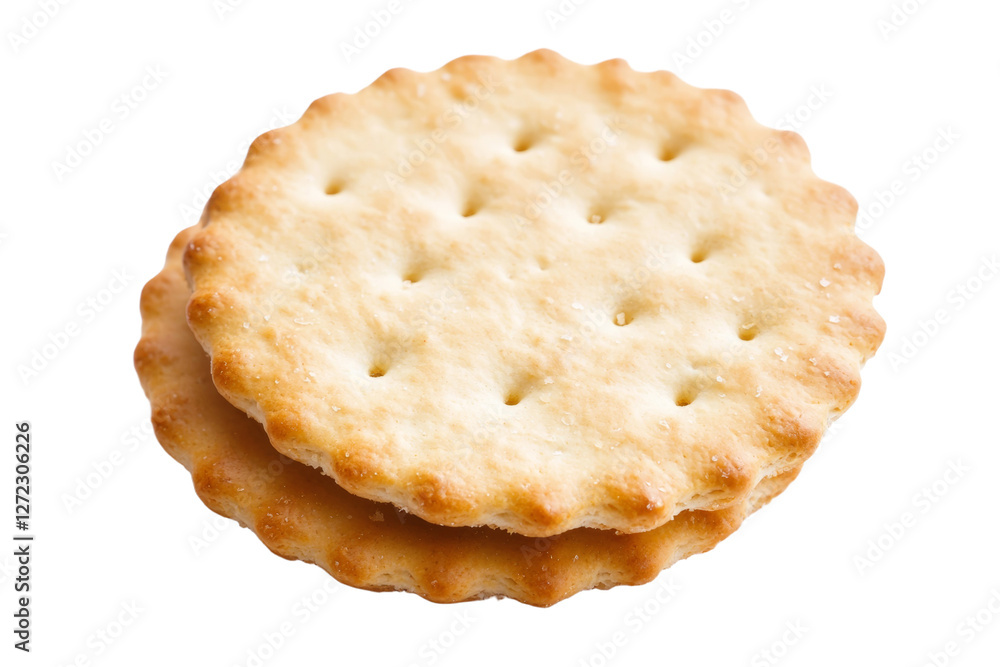 Poster close up of a cracker with a hole in the middle, isolated