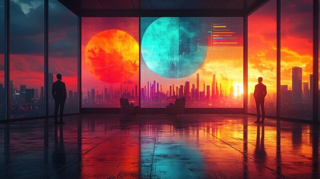 Business Meeting with Animated Characters in Modern Office Workspace Planning Strategy