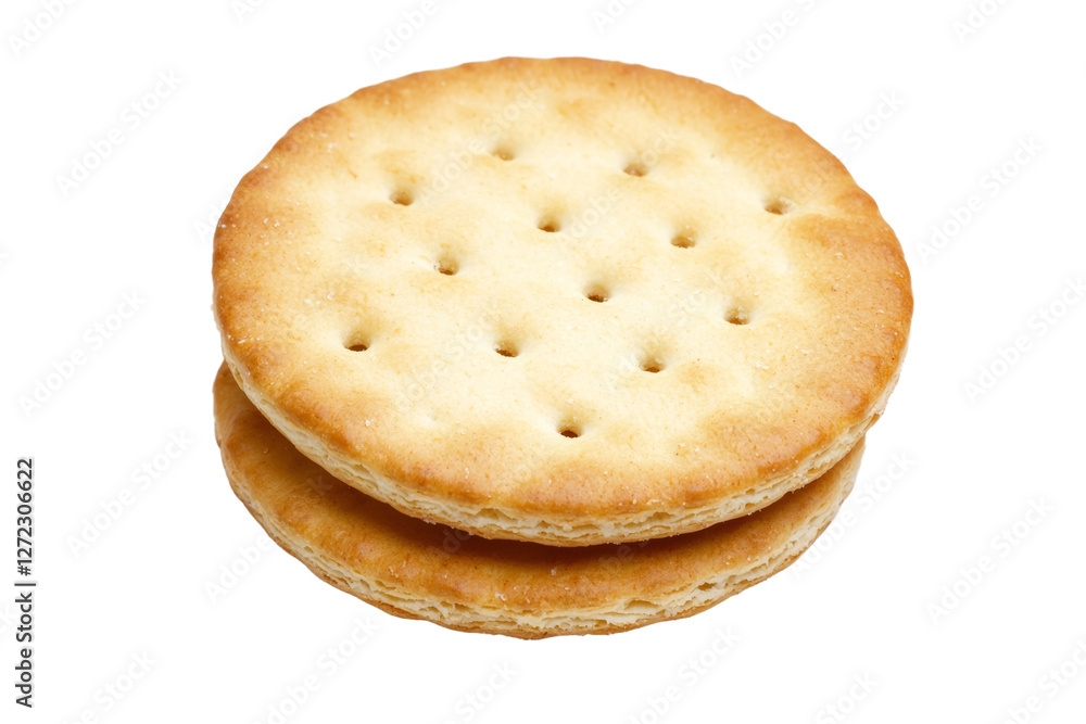 Poster close up of a cracker with a hole in the middle, isolated