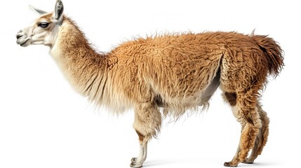 Three Llamas Standing Together Against White Background