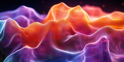 Obraz premium Abstract Colorful Digital Landscape: Vibrant Waves of Light and Energy
