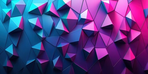 Abstract 3D Polygonal Background: Vivid Pink and Blue Geometric Shapes Intertwined