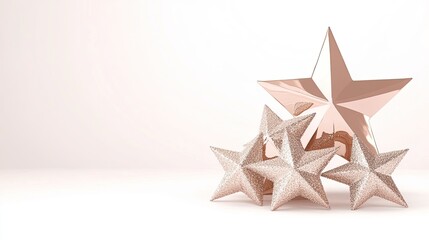 Obraz premium Rose Gold Stars Festive Decorations Display