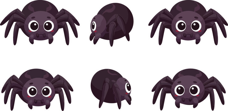 Cute cartoon spider character design in flat style with expressive eyes vector illustration