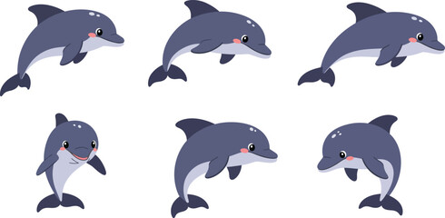 Dolphin character animation showing playful movements in flat vector art © Royal Ability