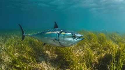 Fototapeta premium Tuna Fish Underwater in Seagrass
