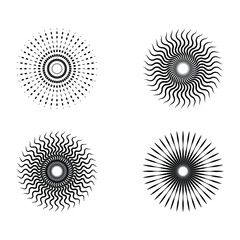 Starburst and sunburst collection icon set. vintage Sunburst Fireworks design and Sun rays, shine elements, vector illustration.