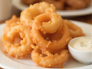 Crispy Fried Onion Rings with Dipping Sauce