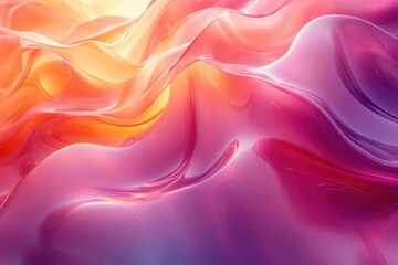 Fototapeta premium Dynamic Abstract Background with Glossy Fluid Shapes in Pink and Orange