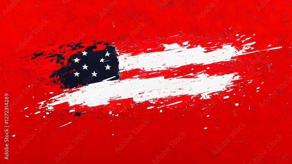 Poster abstract representation of american flag with red background