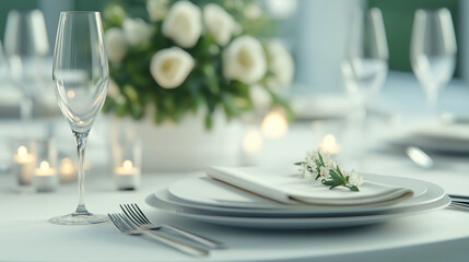 Elegant white blooms surrounding softly glowing candles, illuminating refined table arrangement with romantic, intimate ambiance and delicate luminescence