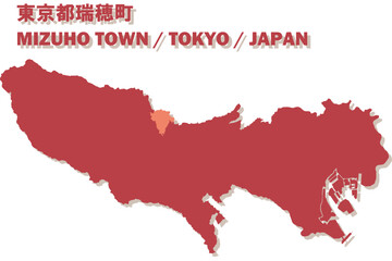 日本地図-東京都-瑞穂町ベクターイラストマップ