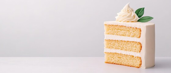 Delicious Three Layered Vanilla Cake Slice