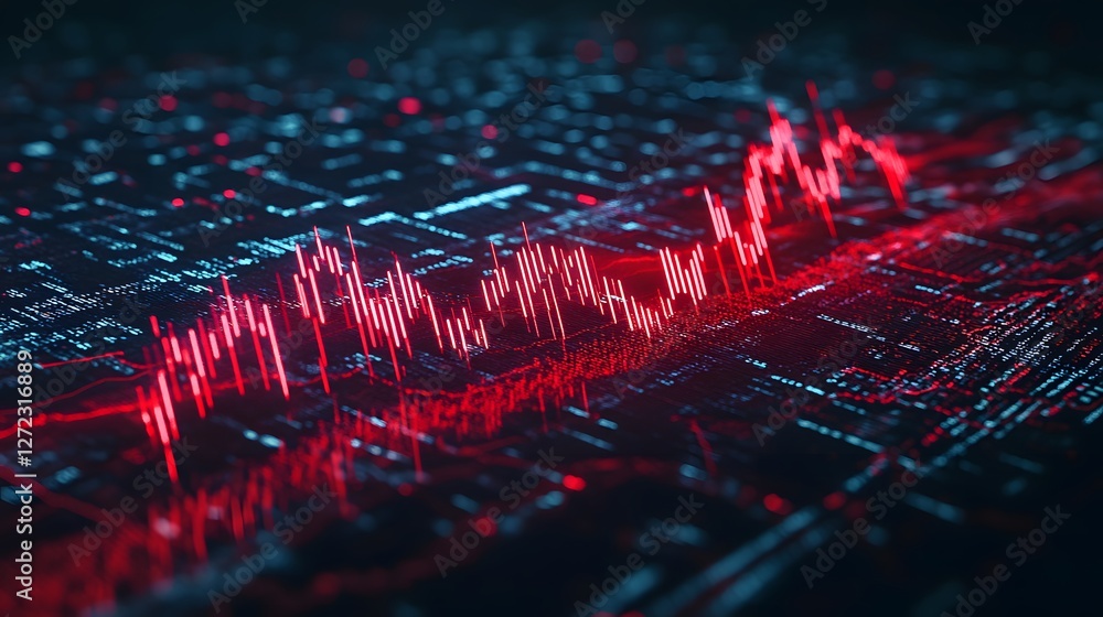 Aufkleber abstract digital graph illustration in red and blue color scheme