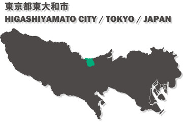 Fototapeta premium 日本地図-東京都-東大和市ベクターイラストマップ