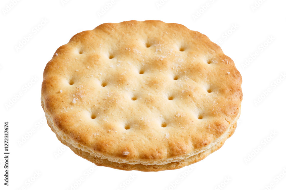 Poster close up of a cracker with a few holes in it, isolated