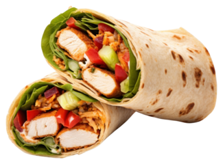 PNG Healthy chicken wrap with vegetables