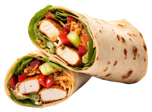 PNG Healthy chicken wrap with vegetables