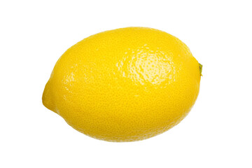 Yellow lemon is sitting on a white background, isolated
