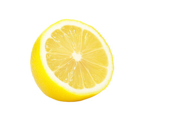 Lemon is cut in half and the inside is shown, isolated
