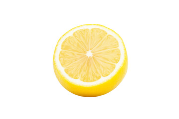 Yellow lemon is cut in half and placed on a white background, isolated