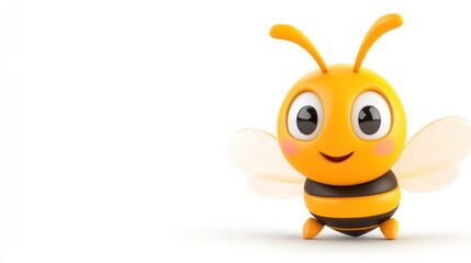 Adorable Cartoon Bee Character Smiling Cheerfully