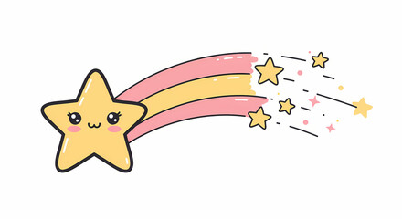 Cute cartoon star with a shooting star trail