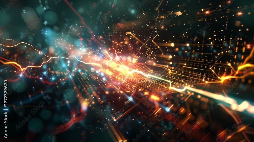 Poster a lightning strike of transactions pulsing through the circuits of the crypto transaction speedway.