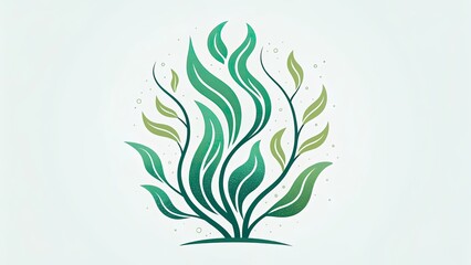 Fototapeta premium Simple seaweed illustration, sleek curves, elegant green color palette