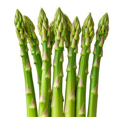 Fototapeta premium Fresh Green Asparagus Stalks Stacked Vertically On Light Pink Background Perfectly Arranged Using A