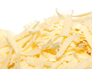 Close up of shreaded grated Chedder cheese
