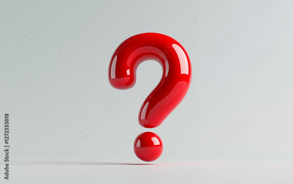 Poster red question mark 3d rendering graphic design. question mark on white background. red question mark 