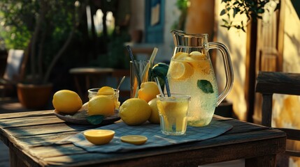 Lemonade patio sunlit garden refreshment
