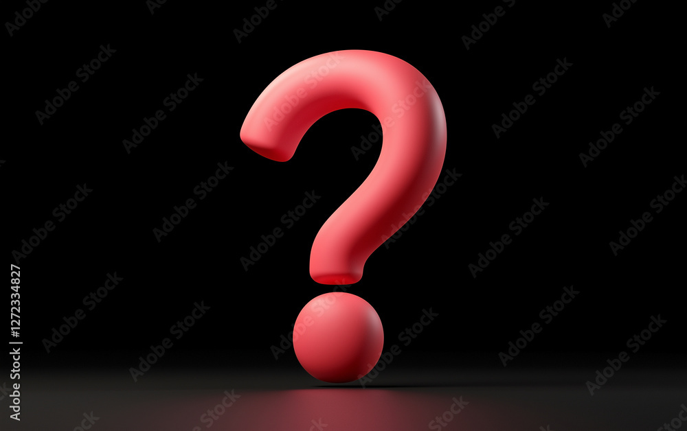 Poster red question mark on a black background. graphic design question mark. question mark symbol