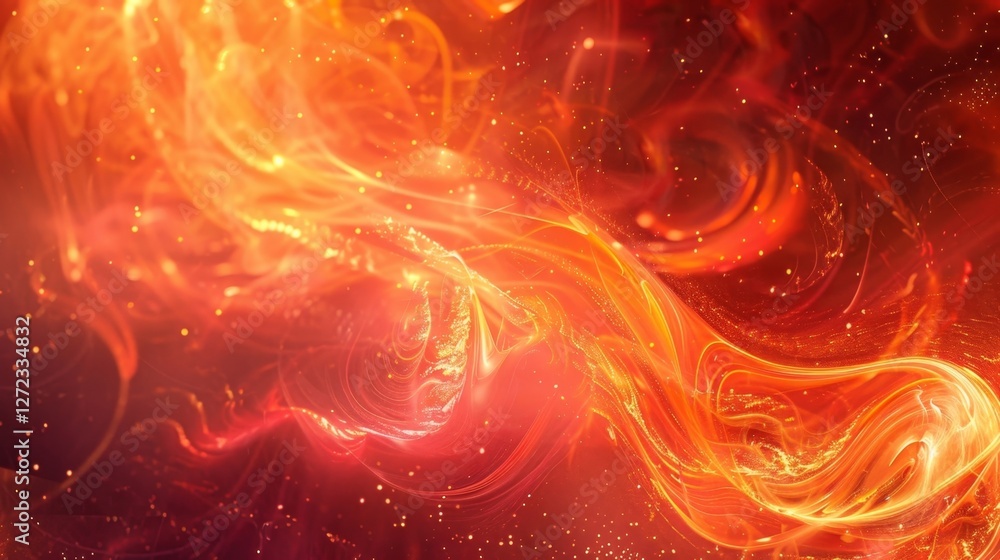 Poster an ethereal display of fiery orange and pink embers swirling and pulsating with a sense of hidden po