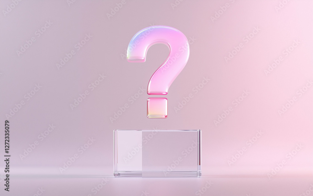 Poster question mark graphic resource on pink background. question mark graphic resource stands on transpar