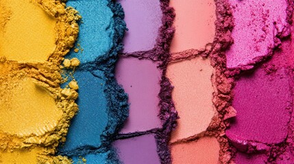 Colorful eyeshadow palette closeup texture