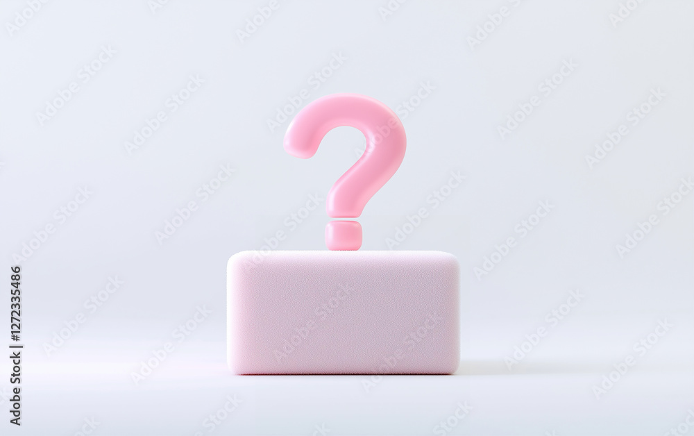 Poster pink question mark on block graphic design concept. question mark graphic design on white background