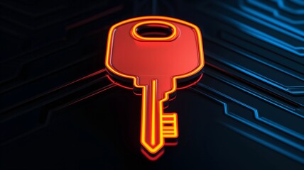 Futuristic corridor with abstract key and lock concept digital environment sci-fi perspective