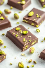Dubai chocolate with pistachios close-up view