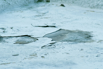 Broken layer of epoxy surface