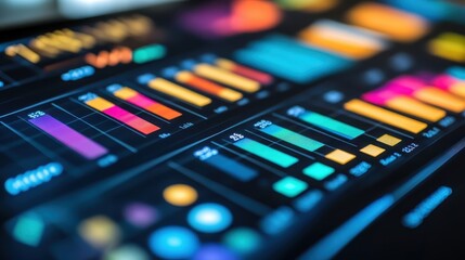 closeup of inventory dashboard in hightech office, dark mode,  with logistics data