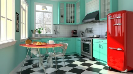 Retro kitchen breakfast sunny home design