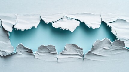 Obraz premium Torn Paper Reveals a Serene Light Blue Background