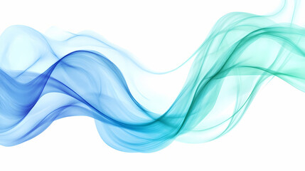 Fototapeta premium Abstract blue and green flowing waves overlay isolated on transparent or white background. Ethereal Light Beams. Illustration