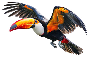 PNG Colorful toucan in flight